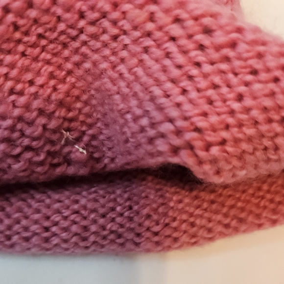 Hand Crafted Mauve Pink Hand knit Beanie Unisex Handmade crochet cap floral top - Picture 4 of 17